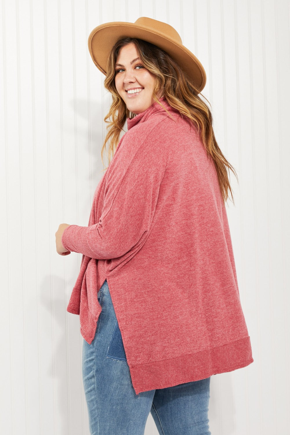 Zenana Love and Cuddles Full Size Cowl Neck Poncho Sweater