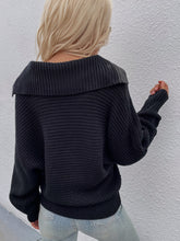 Load image into Gallery viewer, Collared Lantern Sleeve Rib-Knit Sweater
