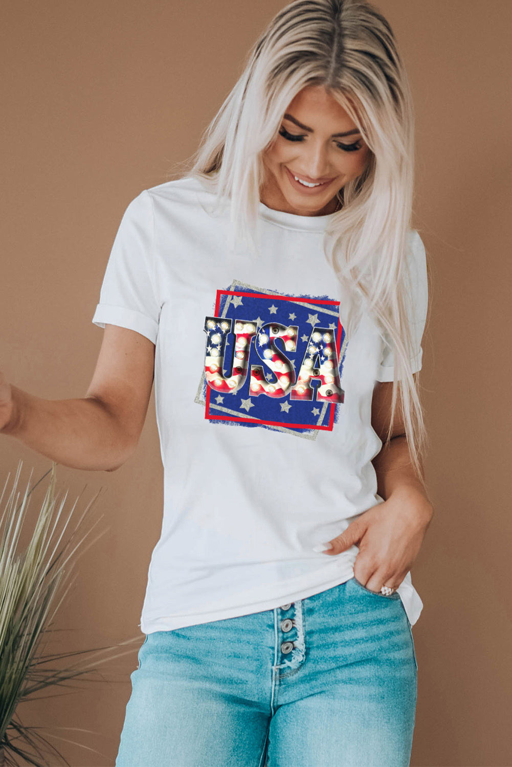 USA Graphic Round Neck Tee Shirt