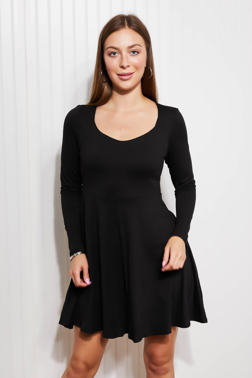 White Birch Missing Link Full Size Long Sleeve Dress