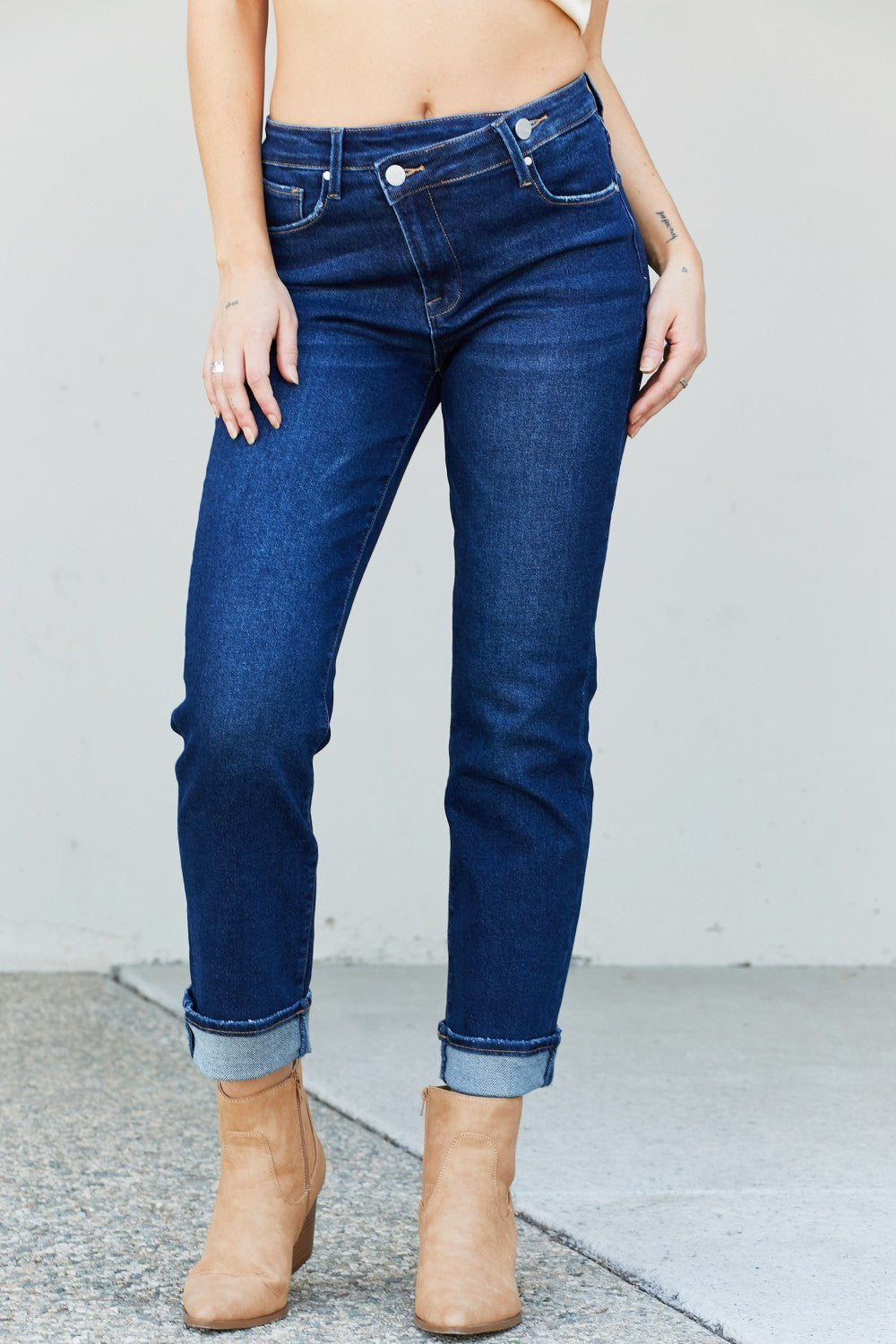 RISEN Crossover Waist Jeans with Pockets