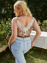 Load image into Gallery viewer, Plus Size Printed Lace Trim Plunge Cami
