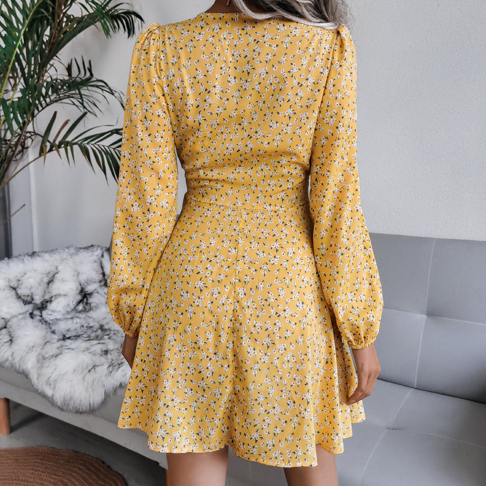 Ditsy Floral Tie Waist Mini Dress