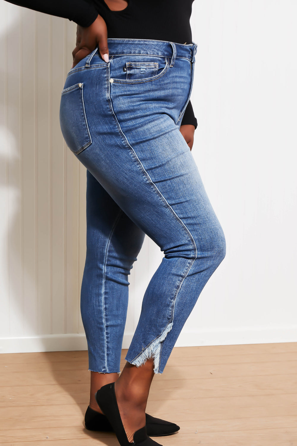 Judy Blue Full Size Skylar High-Waist Hem Detail Skinny Jeans