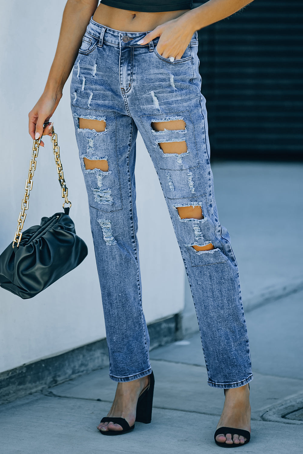 It's All So Simple Distressed Straight Leg Jeans