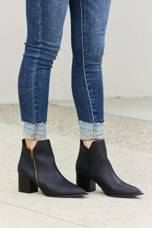 Qupid Sweet Aroma Zip-Up Pointed Toe Ankle Booties