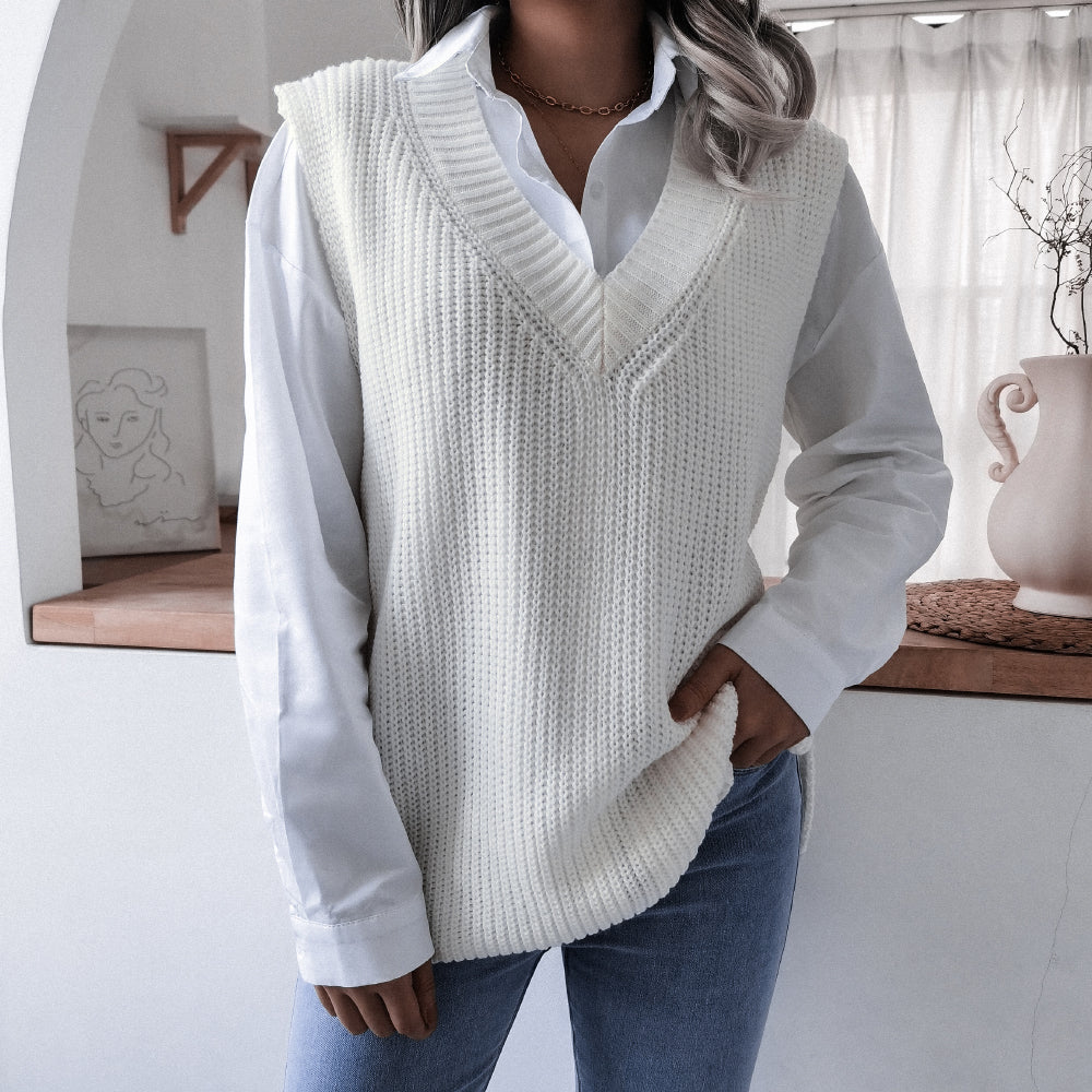 Rib-Knit V-Neck Sweater Vest