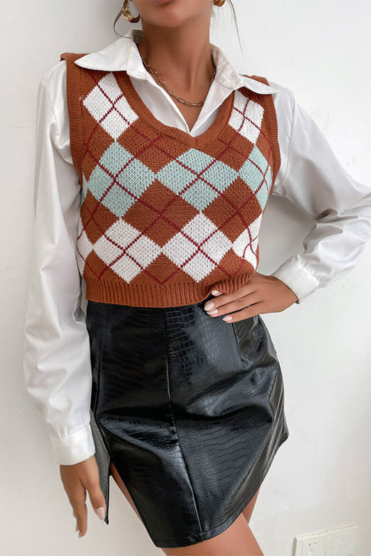 Argyle Scoop Neck Sweater Vest