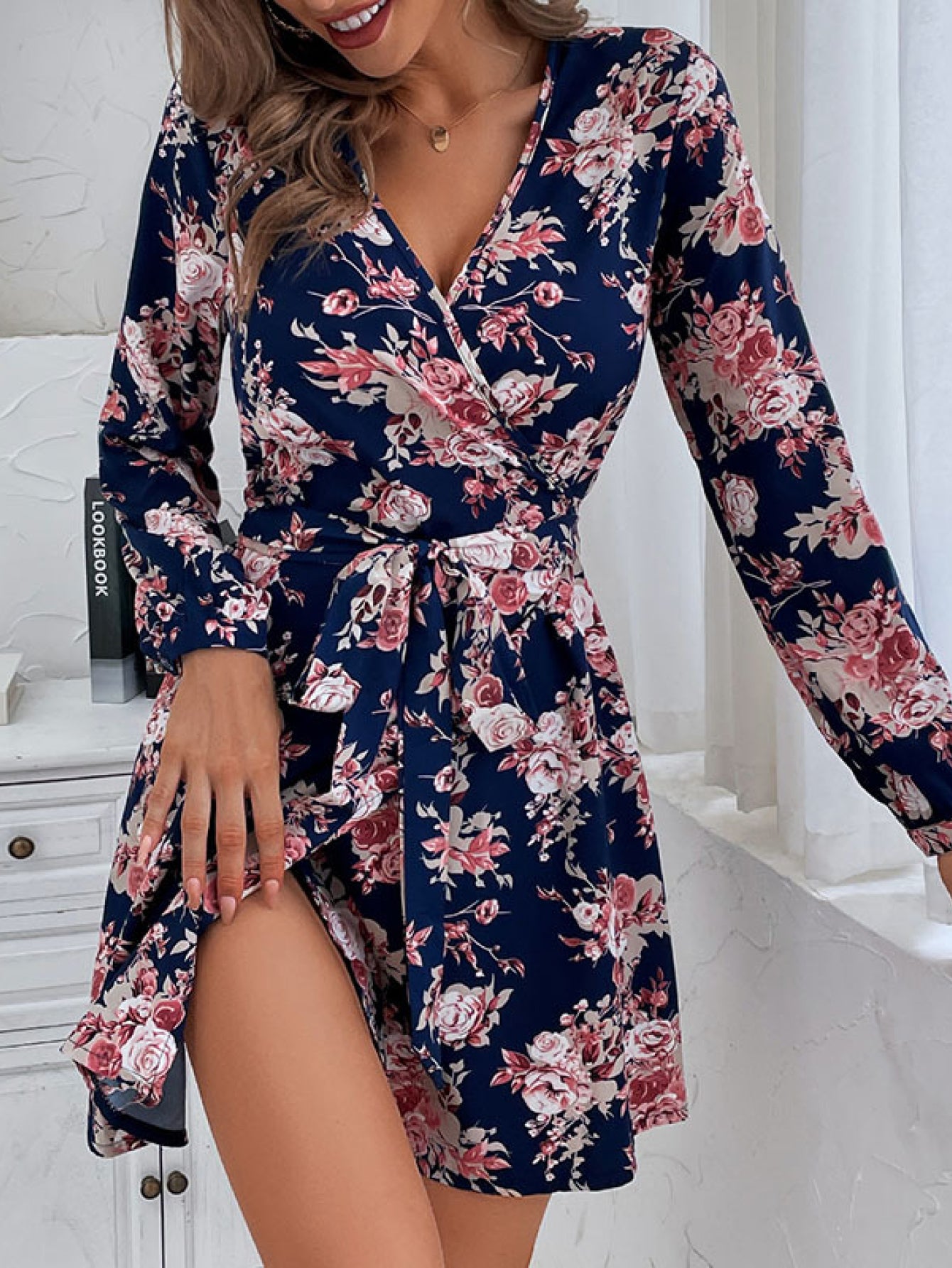 Floral Print Wrap Robe