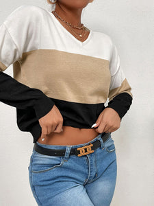 Triple Color Block Long Sleeve Top