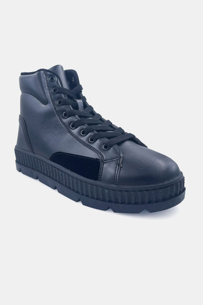 Berness Platform Lace-Up High-Top Sneakers in Black