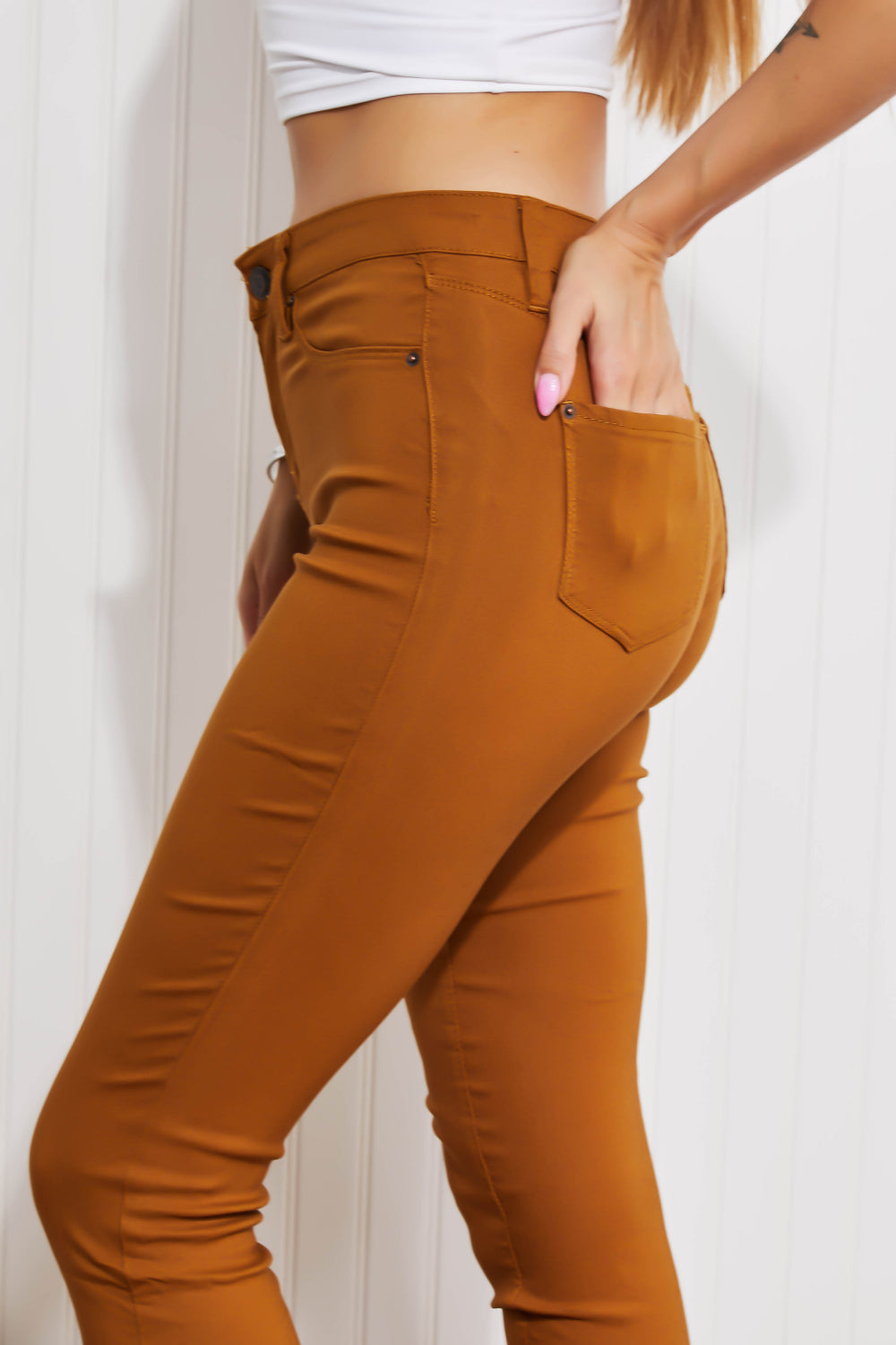 YMI Jeanswear Kate Hyper-Stretch Full Size Mid-Rise Skinny Jeans in Cider