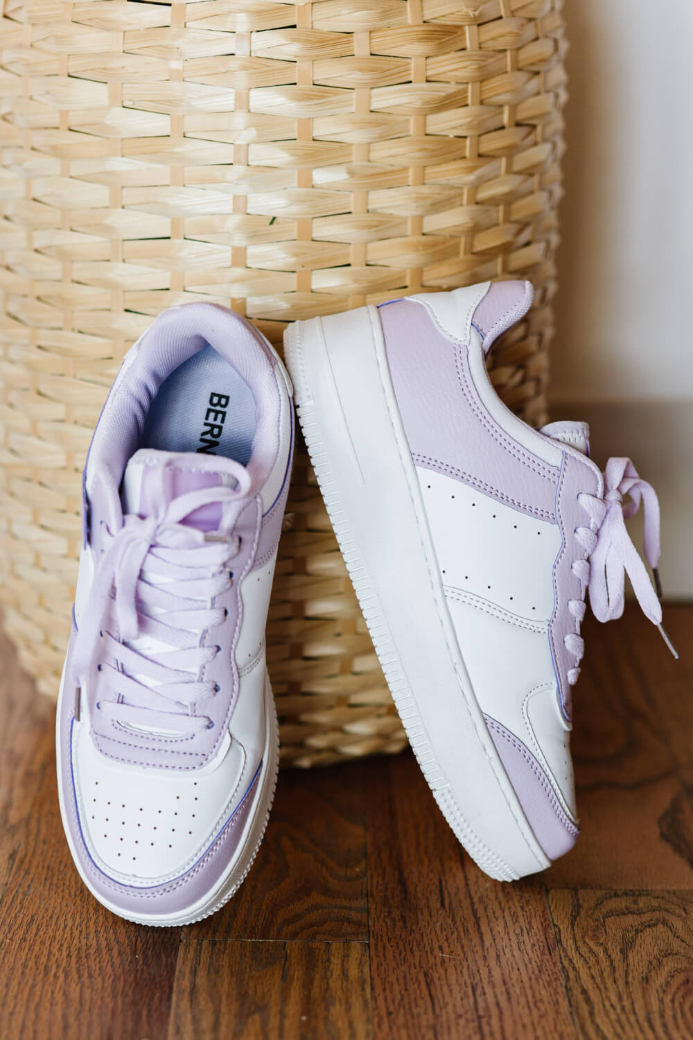 Berness Mile a Minute Platform Sneakers in White and Purple