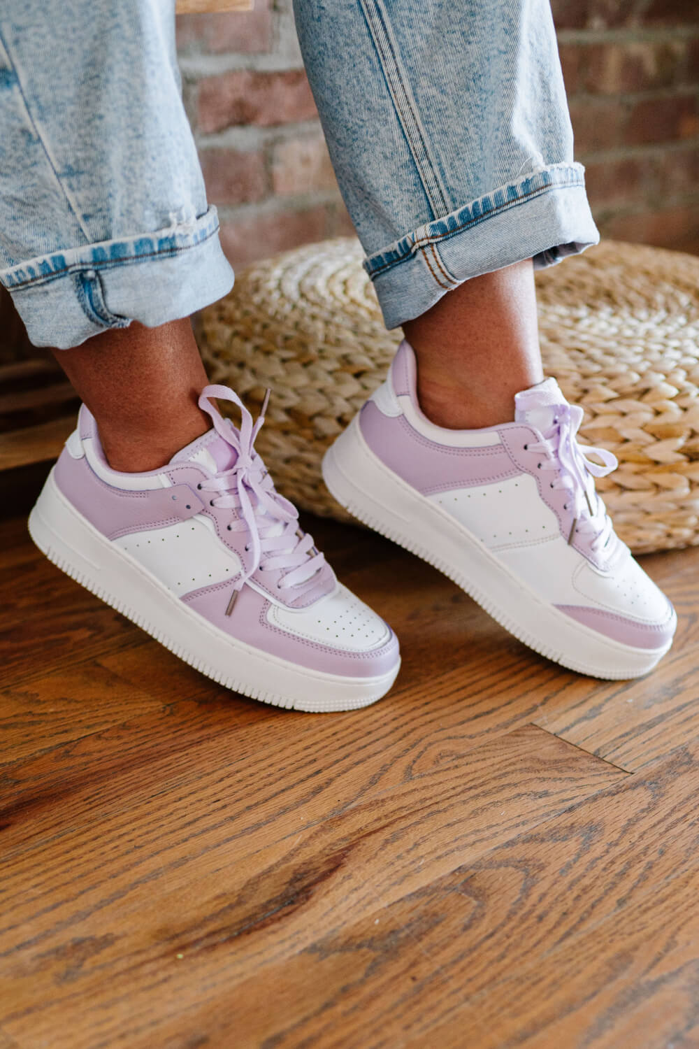 Berness Mile a Minute Platform Sneakers in White and Purple