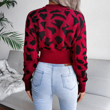 Load image into Gallery viewer, Abstract Print Ribbed Trim Long Sleeve Sweater
