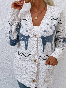 Christmas Reindeer Button Down Cardigan Sweater