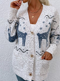 Christmas Reindeer Button Down Cardigan Sweater