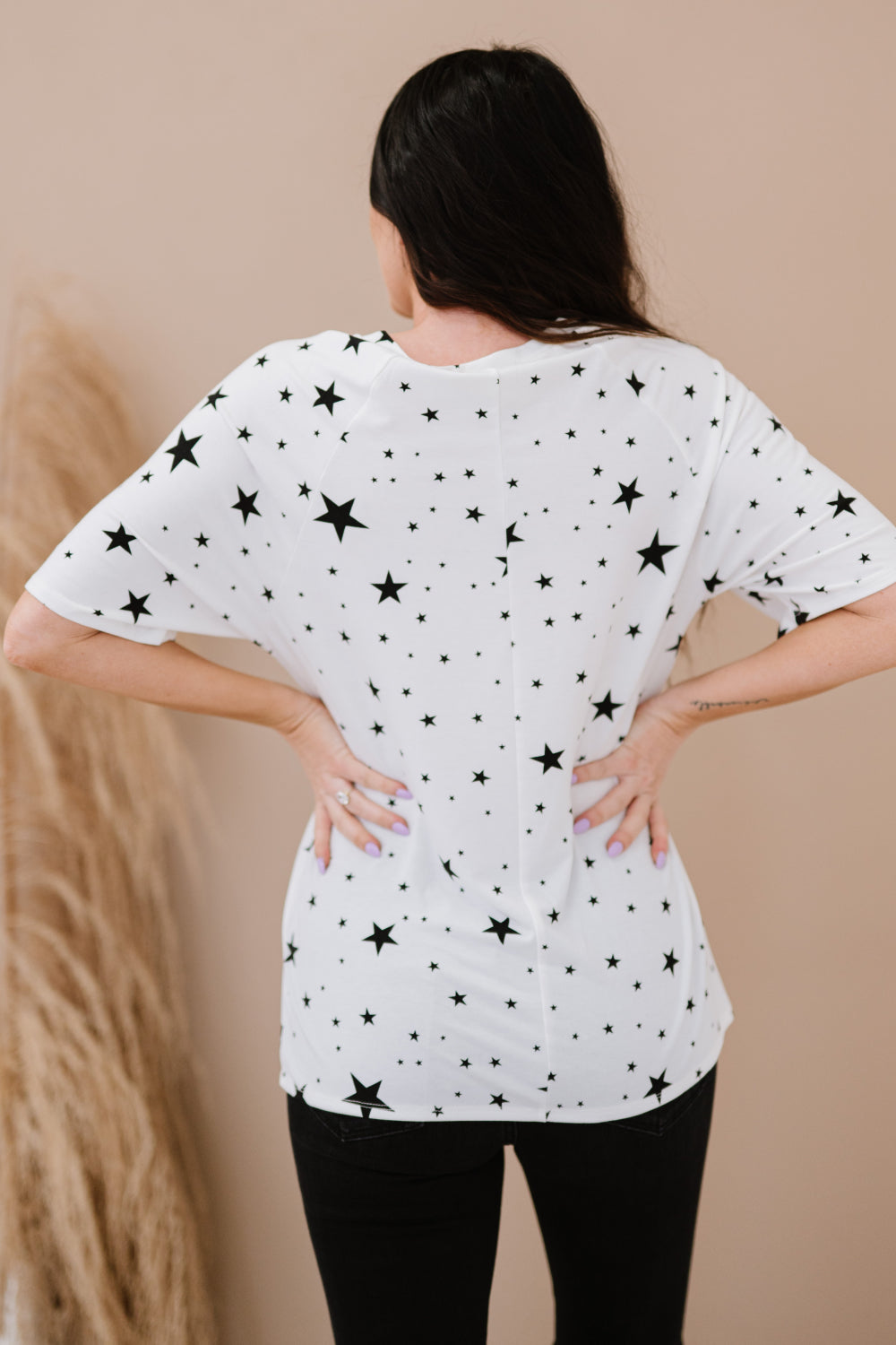 Zenana Made of Stars Full Size Tee in Ivory and Black