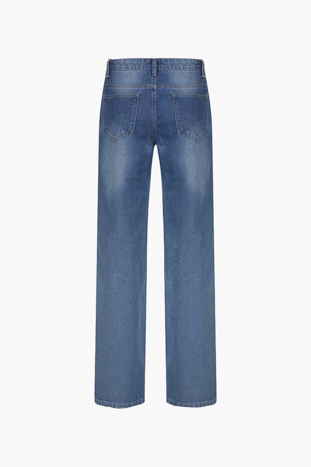 Graphic Wide Leg Jeans with Pockets