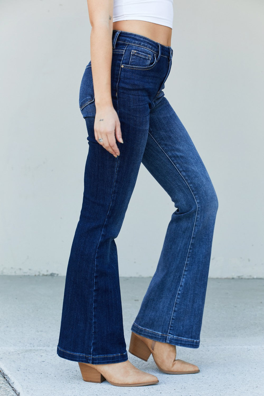 RISEN Full Size Two-Tone Bootcut Jeans