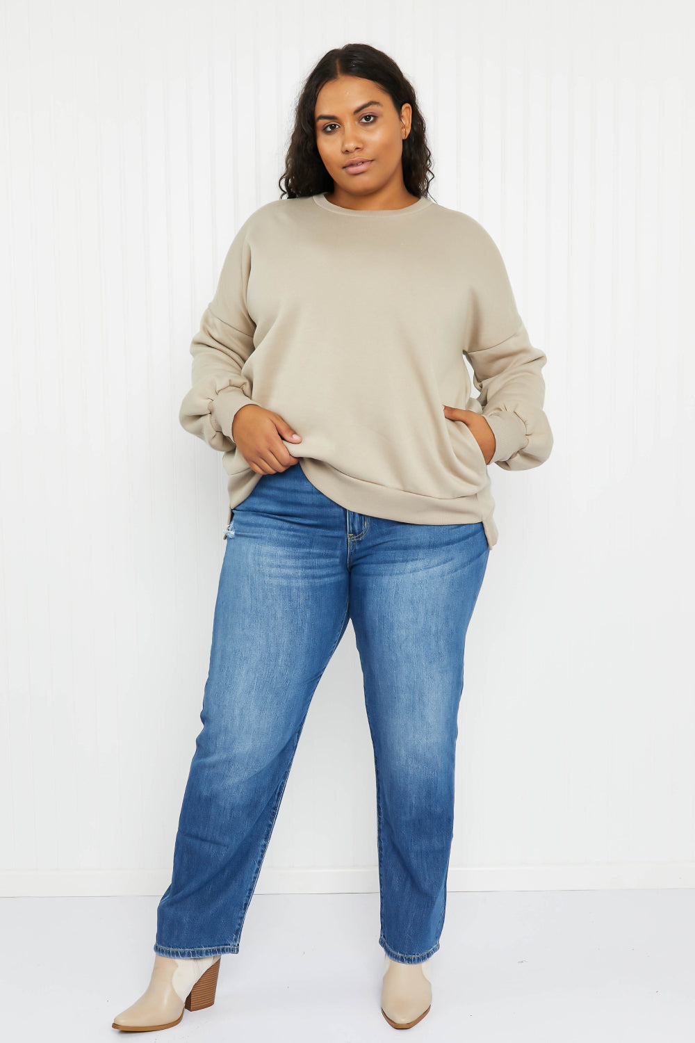 Zenana Lattes for Life Full Size High-Low Hem Sweatshirt