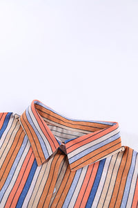 Multicolor Striped Short Sleeve Blouse