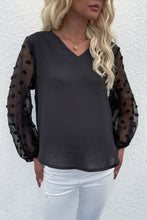 Load image into Gallery viewer, Swiss Dot Sleeve V-Neck Top
