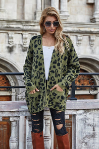 Leopard Longline Cardigan with Pockets