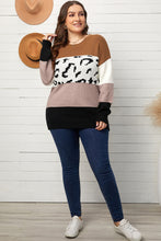 Load image into Gallery viewer, Plus Size Leopard Color Block Sweater
