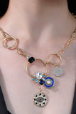 5-Piece Wholesale 18K Gold-Plated Rhinestone Evil Eye Pendant Necklace