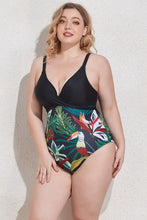 Load image into Gallery viewer, Plus Size Two-Tone Tie Back One-Piece Swimsuit
