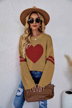 Load image into Gallery viewer, Heart Graphic Long Sleeve Ribbed Trim Sweater
