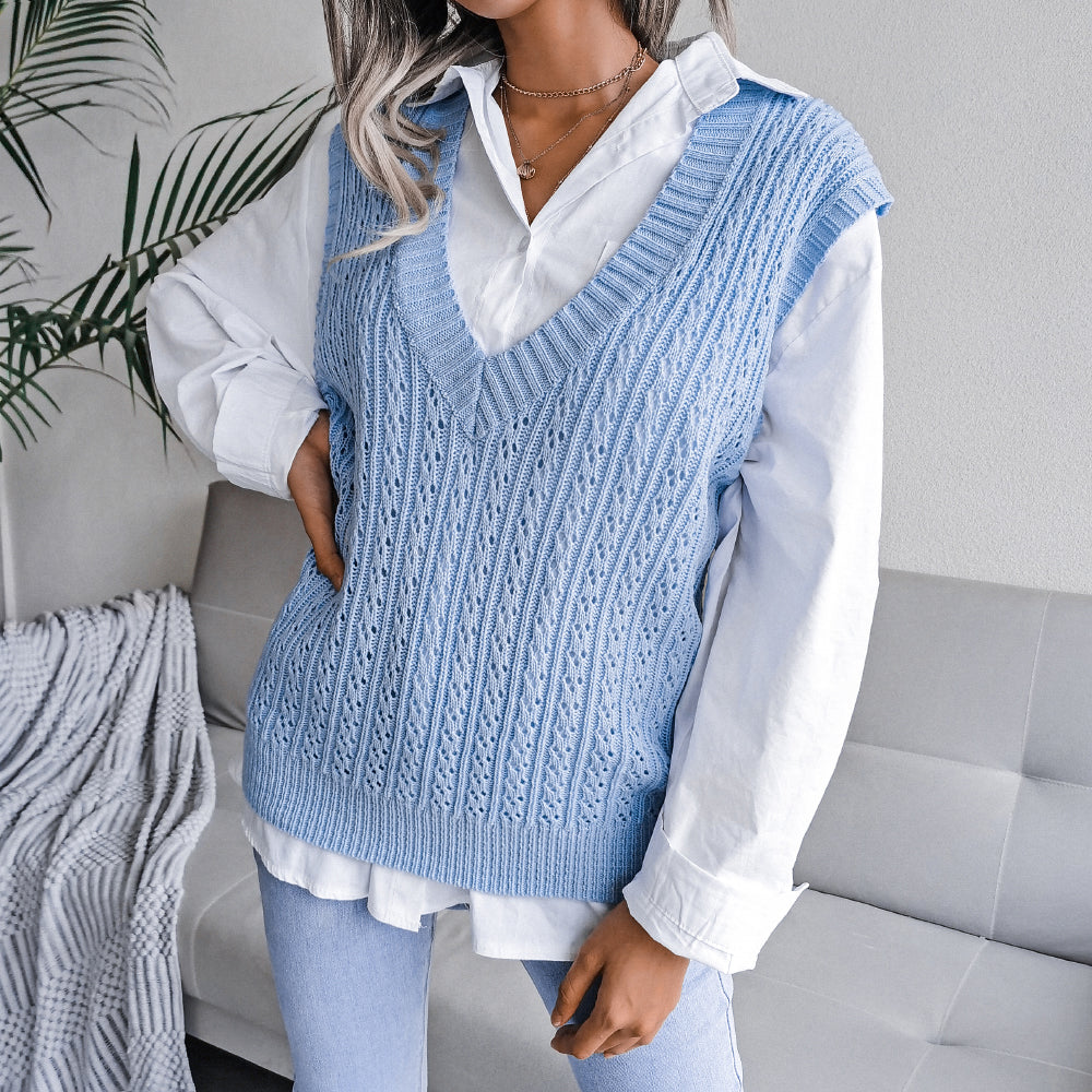 Cable-Knit Openwork Sweater Vest