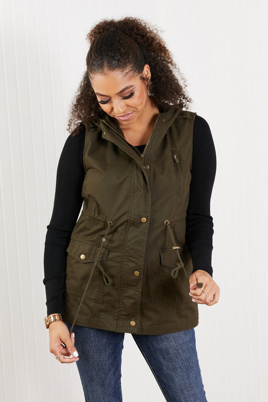 Zenana Autumn Vibes Full Size Hooded Vest