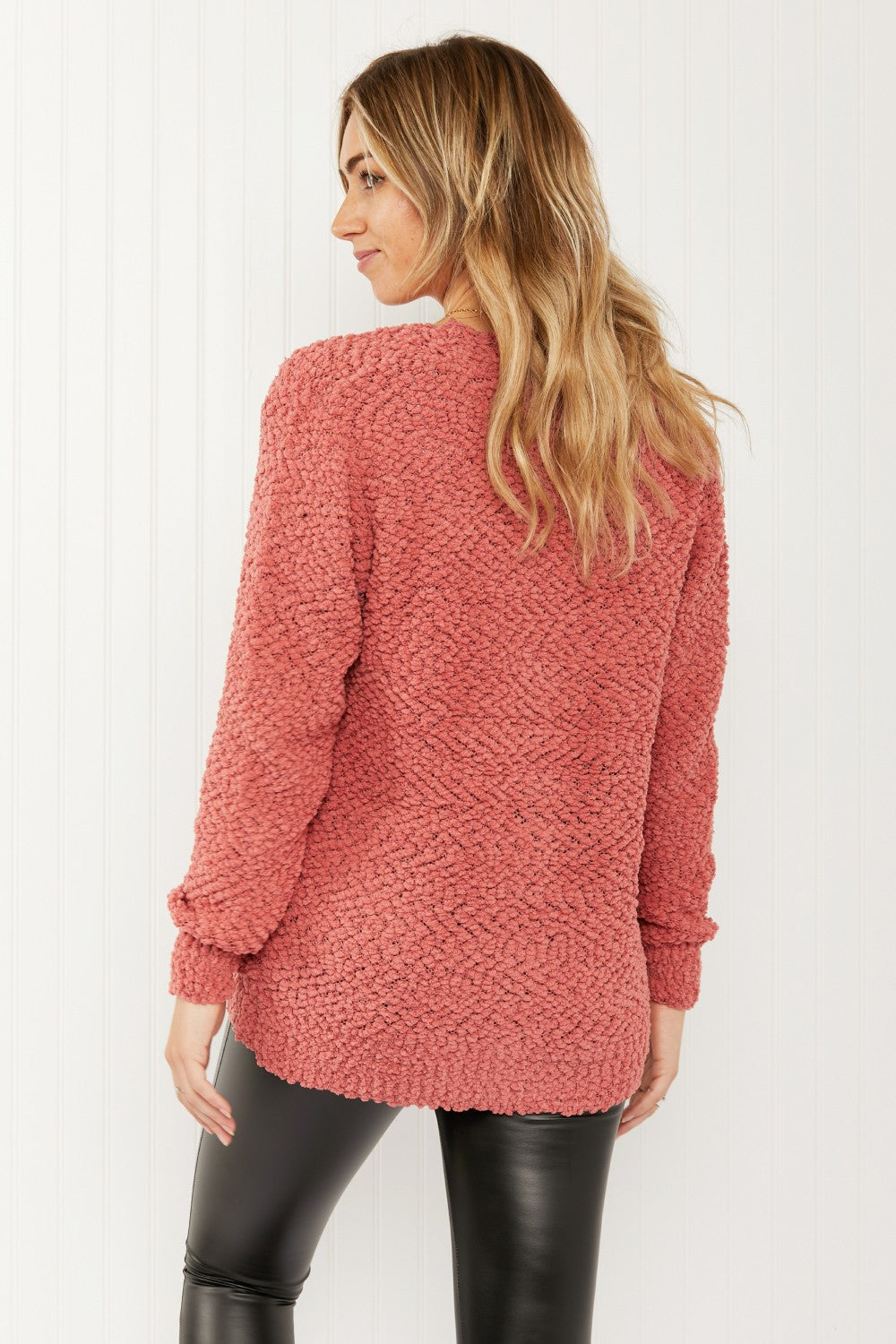 Zenana Now and Then Full Size Popcorn Knit Cardigan