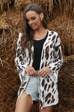 Load image into Gallery viewer, Leopard Bell Sleeve Open Front Knit Cardigan
