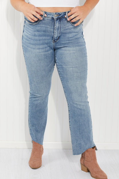 Judy Blue Mia Full Size Raw Hem Slim Bootcut Jeans