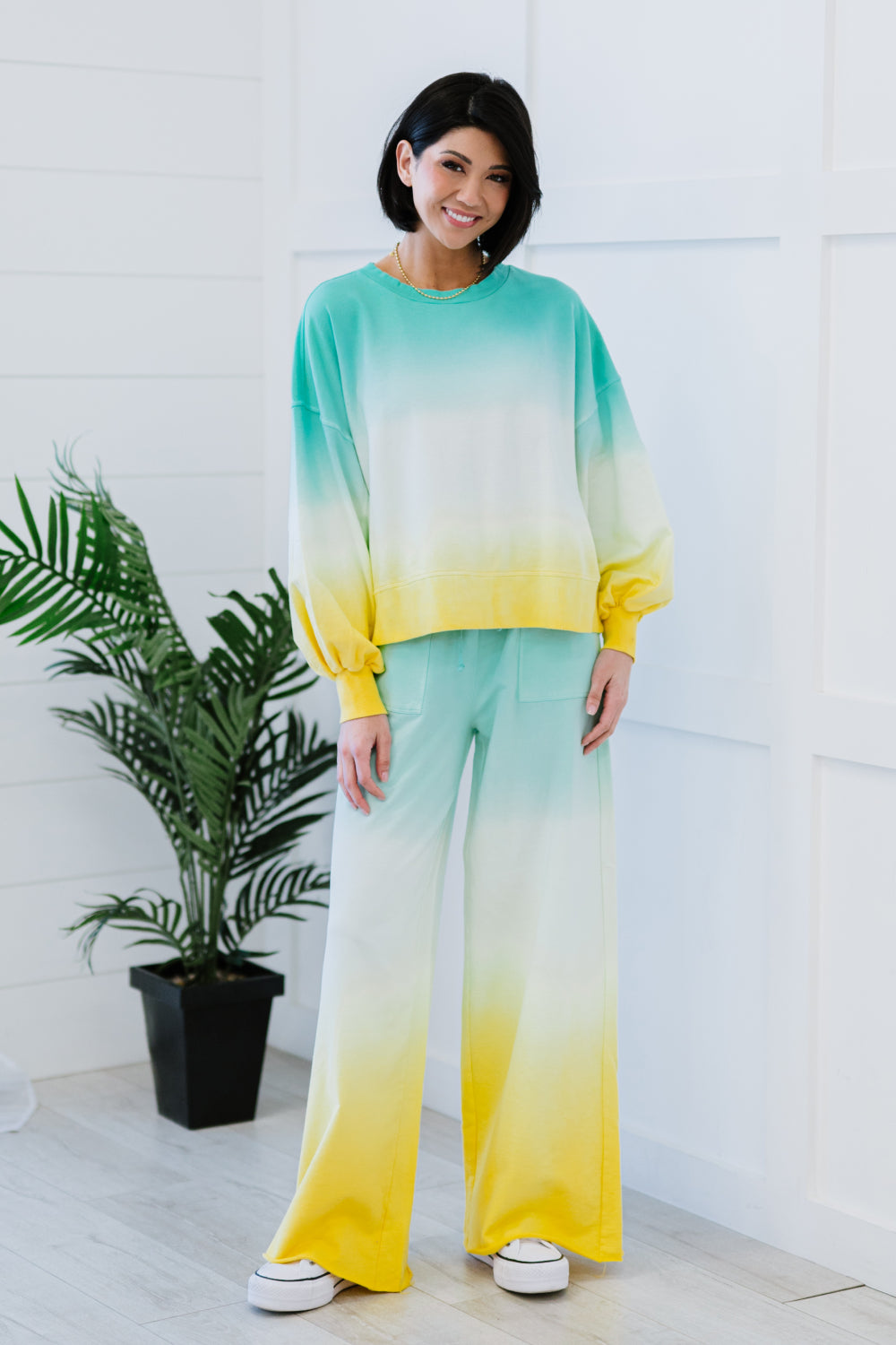 Zenana Hello Summer Full Size Run Ombre Wide Leg Sweat Pants