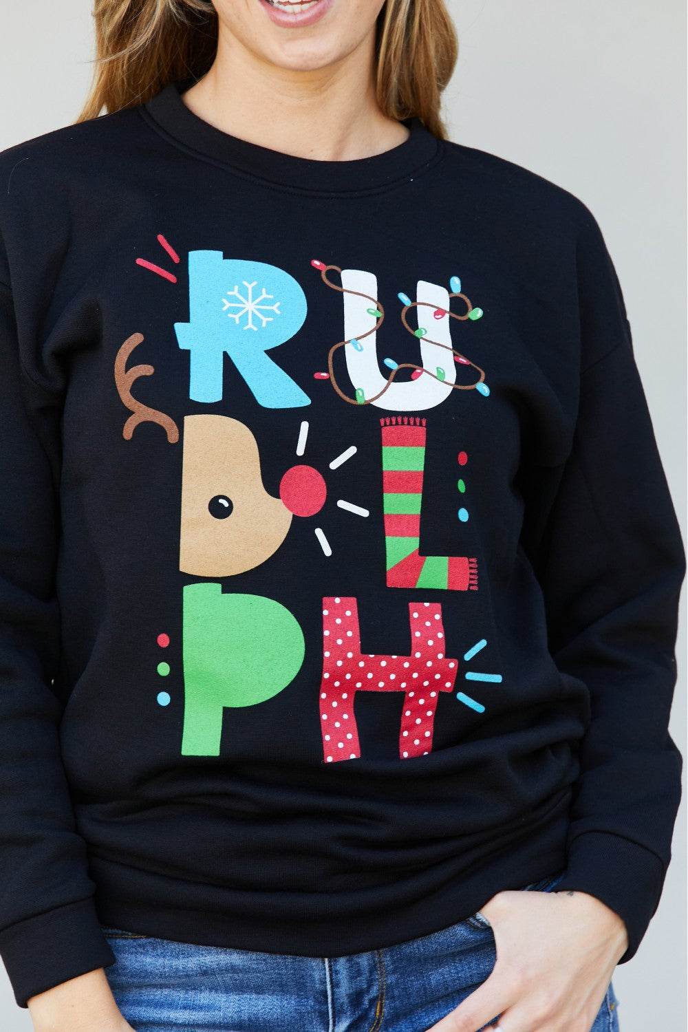 TEES2URDOOR Full Size Christmas Graphic Round Neck Sweatshirt