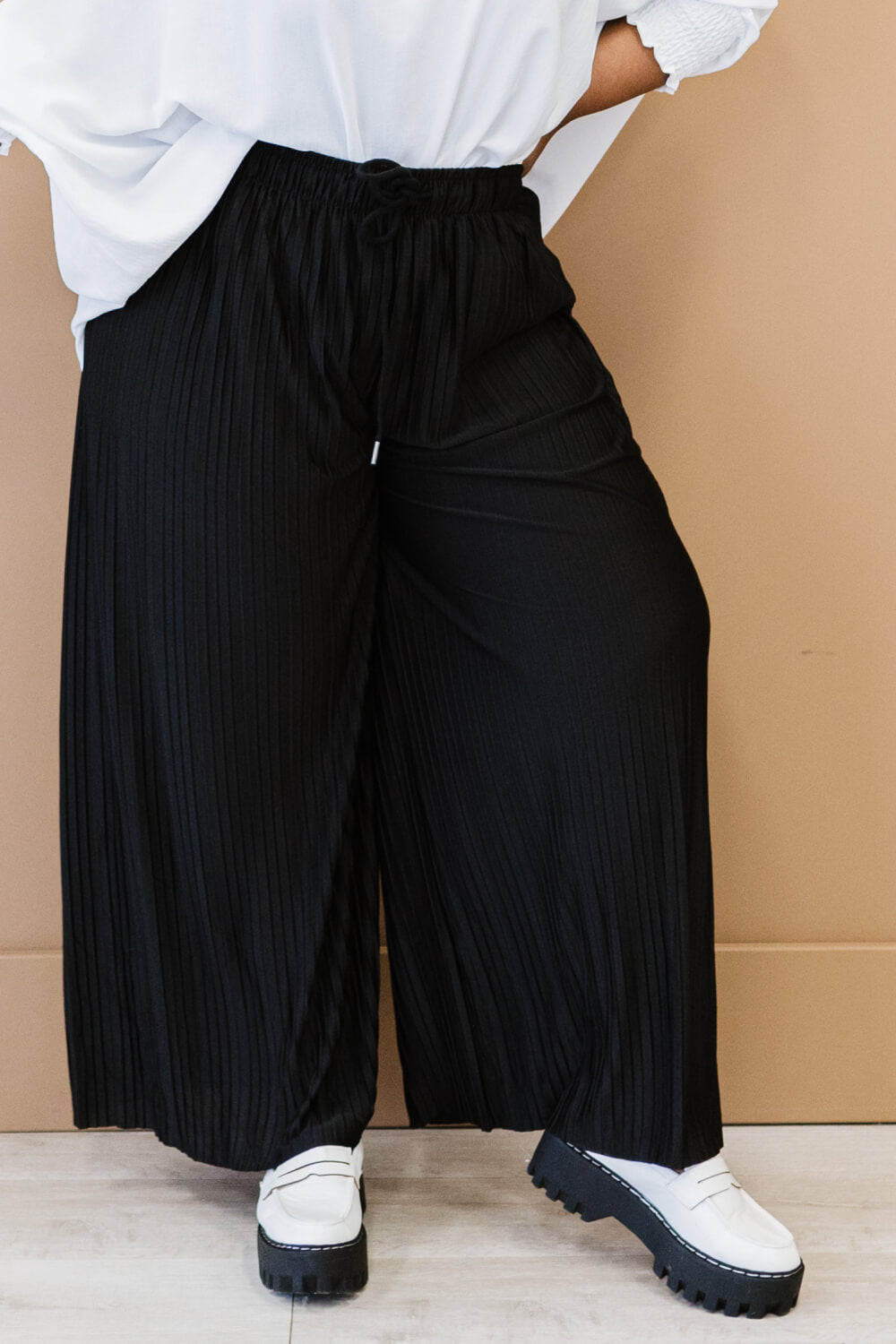 Zenana Pleats for Days Full Size Run Palazzo Pants