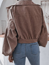 Load image into Gallery viewer, Lantern Sleeve Cropped Corduroy Jacket
