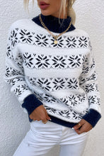 Load image into Gallery viewer, Snowflake Contrast Trim Long Sleeve Sweater
