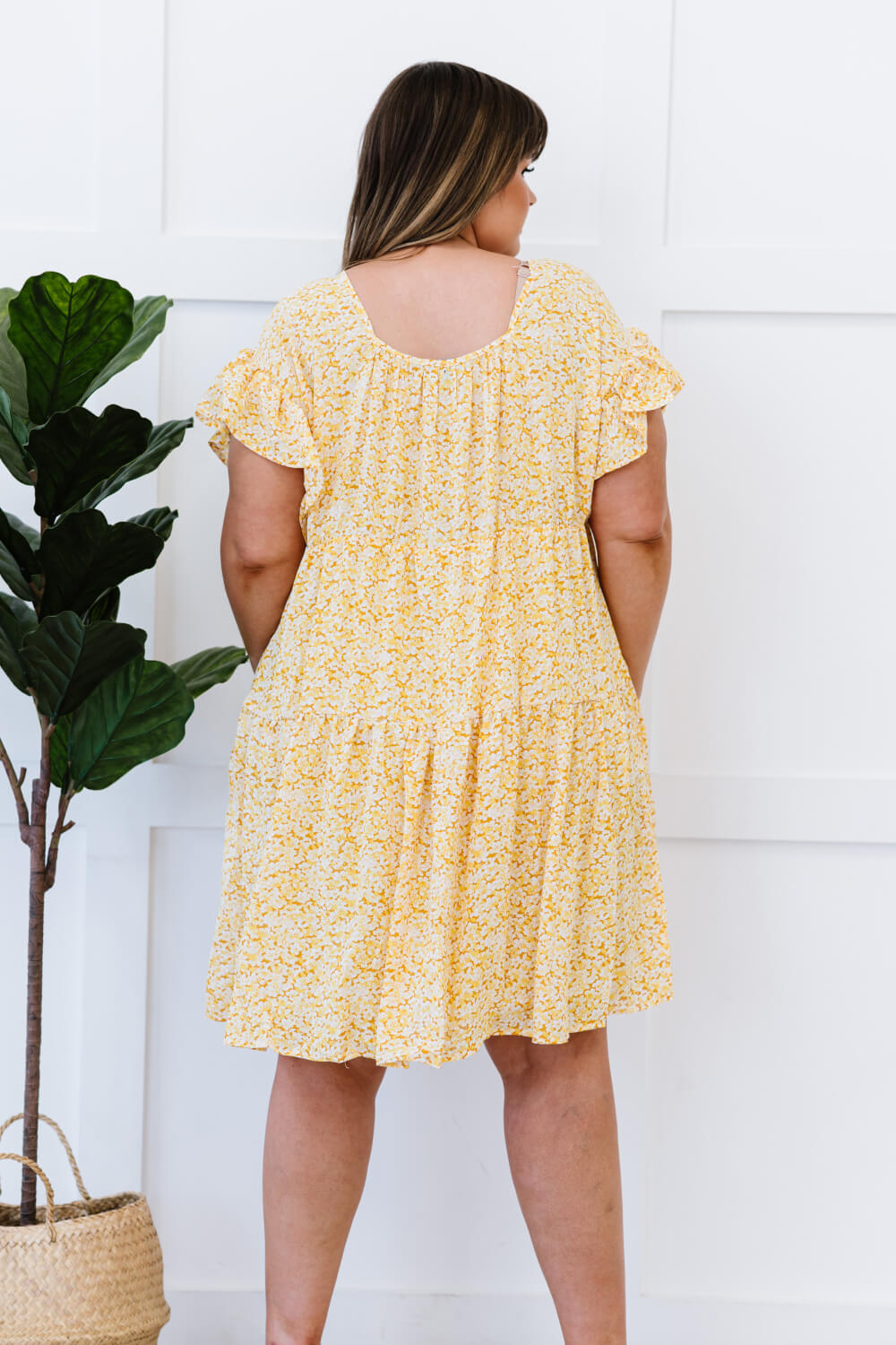 Davi & Dani Fresh as a Daisy Full Size Floral Tiered Mini Dress