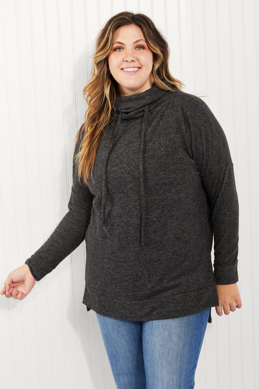 Zenana Full Size Brushed Funnel Neck Sweater