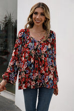 Load image into Gallery viewer, Floral Pleated Detail V-Neck Blouse
