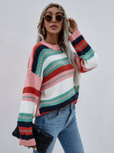 Load image into Gallery viewer, Striped Rib-Knit Dropped Shoulder Sweater
