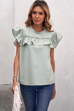 Load image into Gallery viewer, Ruffled Crewneck Sleeveless Blouse
