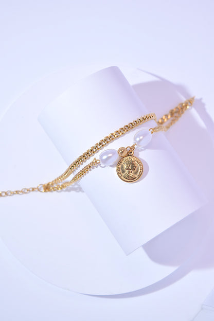 Double-Layered Coin Charm Bracelet