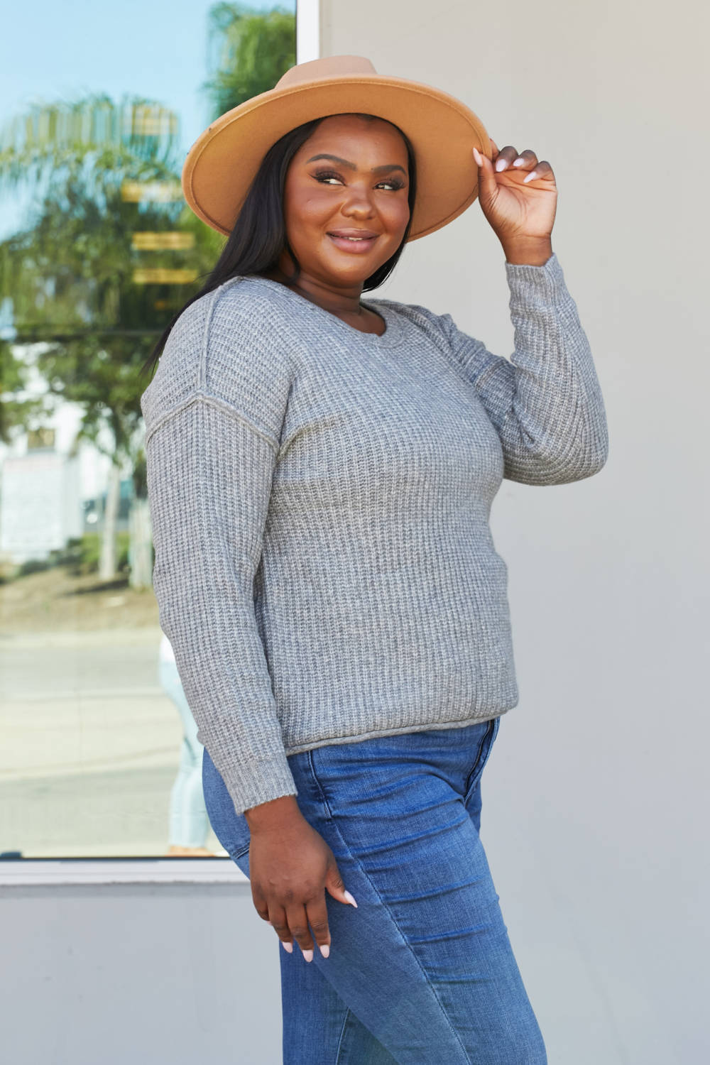 Sew In Love Full Size Raw Seam Sweater