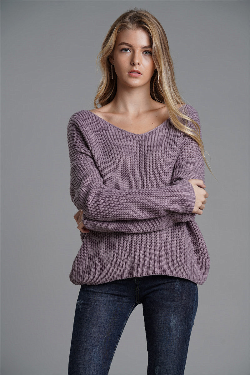 Twist Detail Rib-Knit Reversible Sweater